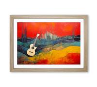 Guitar Colour Field Framed Print | A2 Oak Framed Wall Art | Ready to Hang | Modern Music Picture | Living Room Bedroom Lounge Office