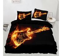 Guitar Comforter Cover Set Super King Size Flame Electric Guitar Bedding Set Music Lover Bedding Duvet Cover Set Bedspread Cover 3Pcs