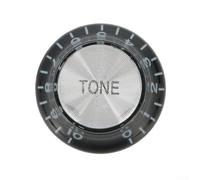 Guitar Control Knobs for Gibson Les Paul and SG - 2 Tone 2 Volume Set, Silver Top Hat Bell Style, 6mm Shaft, Aluminum & Acrylic, Bla(黑色2VOLUME+2TOME)