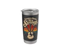 Guitar Country Roots Six Strings Retro Guitarist Gift Stainless Steel Insulated Tumbler