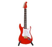 Guitar Crafts Musical Instrument Miniature Guitar Model Red Electric Guitar Model Musical Instrument Craft Ornament Gift