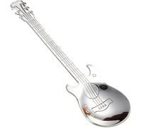 Guitar Dessert Spoons Stainless Steel Coffee Spoon Demitasse Espresso Musical Teaspoon for Stirring Drink Mixing Milkshake Jam Ice Cream Tea Cake (Silver)