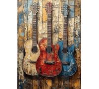 Guitar Diamond Art Dream Diamond Painting Kits for Adults Beginner 5D DIY Full Square Drill Cross Stitch Kits for Adults Arts and Crafts for Bedroom Decor, Room Decor, Gifts 40x55cm -bby2507SZ1O87