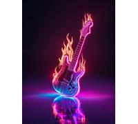 Guitar Diamond Art Kits Adults, 5D Diamond Painting Flame, DIY Full Drill Cross Stitch Embroidery Crystal Art Kits, Crafts for Adults, Paintings for Home Wall Decor, Gifts for Women 36x48 inch 7-1773