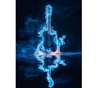 Guitar Diamond Art Kits Adults, 5D Diamond Painting Flame, DIY Full Drill Cross Stitch Embroidery Crystal Art Kits, Crafts for Adults, Paintings for Home Wall Decor, Gifts for Women 12x16 inch I-9308