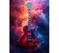 Guitar Diamond Art Kits Adults, 5D Diamond Painting Flame, DIY Full Drill Cross Stitch Embroidery Crystal Art Kits, Crafts for Adults, Paintings for Home Wall Decor, Gifts for Women 40x54 inch A-5380