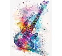 Guitar Diamond Art Kits Adults, 5D Diamond Painting Music, DIY Full Drill Cross Stitch Embroidery Crystal Art Kits, Crafts for Adults, Paintings for Home Wall Decor, Gifts for Women 24x32 inch 4-3037