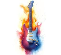 Guitar Diamond Art Kits Adults, Diamond Painting Musical Instruments Crystal Art Kits for Adults Kids DIY Square Drill Gem Dots Embroidery Paintings Crafts Picture, Room Decor Gift 80x110cm 2a-12V