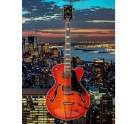 Guitar Dimond Art for Adults Beginners, 5D Diamond Painting Kits City, DIY Crystal Art Kits, Hobbies for Adults Women, Crystal Rhinestone Embroidery Canvas Painting for Home Wall Decor 50x65cm 4-9658