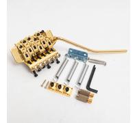 Guitar Double Locking Tremolo Bridge System Compatible with Floyd Rose Style Guitar,Floating Locking Tremolo Bridge Kit with Locking Nut for Most Electric Guitar Bridge Replacement Parts (Gold)
