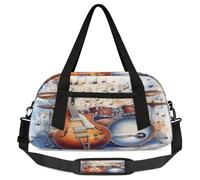 Guitar Drums Musical Notes Kids Travel Duffle Bag Weekender Overnight Bag for Boy Girls Carry On Travel Bag Workout Duffel Bag