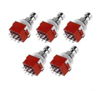 Guitar Effects Pedal 3PDT ON ON Locking Switch 5 Piece Set for Custom Pedalboard Build and Electronic Music Equipment Modification (Red)