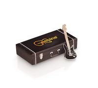 Guitar Enamel Pin Badge by Geepins | Miniature Black Strat Brooch | 52 mm Length | Wear on Backpack, Shirt, Jacket, Lapel, Hat, or Tie | Presented in a Guitar Case Gift Box
