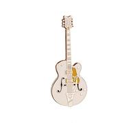 Guitar Enamel Pin Badge by Geepins | Miniature White Falcon Brooch | 52 mm Length | Wear on Backpack, Shirt, Jacket, Lapel, Hat, or Tie | Presented in a Guitar Case Gift Box