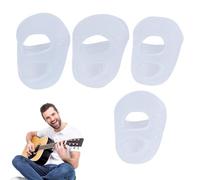 Guitar Finger Sleeves - Guitar Fingertip Protector | 4PC Guitar Finger Protector | Elastic Silicone Finger Guard Protector | Finger Sleeve, Thumb Picks, Small Guitar Nails For Stringed Instruments