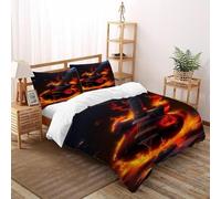 Guitar Fire Bedding Set 3D Digital Printing Theme Duvet Cover Set 3 Pieces Microfiber Quilt Cover Suitable for Family,couple,children with Pillow Super King（260x220cm）