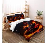Guitar Fire Bedding Set 3D Digital Printing Theme Duvet Cover Set Microfiber Quilt Cover Universal for All Seasons with Pillow Double（200x200cm）