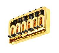 Guitar Fixed Bridge, Delicate Metal Electric Guitar Bridge Adjustable Easy Installation for Replacement (Gold with Black Screws)