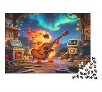 Guitar Flame Character 1000 Piece Jigsaw Puzzle for Adults Paper Puzzle Night Technology Lab Relaxation Home Decor Gift Focus 38x26cm/1000pcs