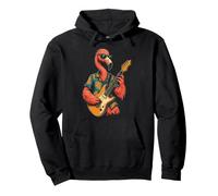 Guitar Flamingo Tropical Palm Funny Guitarist Gift Pullover Hoodie
