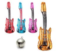 Guitar Foil Balloons 75cm - Air-Fill, Pack of 4 Colors: Red, Blue, Orange & Pink
