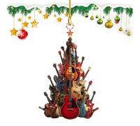 Guitar for Christmas Tree | Wooden Decoration, Hanging Festive Pendants - for Music Lovers, Decoration for Door, Office, Living Room, Centerpiece