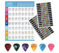 Guitar Fretboard Stickers, With Guitar Chord Chart,Color Coded Note Decals Guitar Tools For Learner Practice Fit 6 Strings Guitar