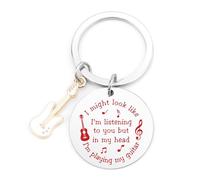 Guitar Gift for Men Keychain Guitar Players Accessories Gifts for Guitarists Unusual Gifts for Music Lover Gift Keyring Music Themed Keychain