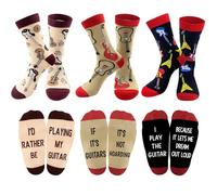 Guitar Gifts for Men Unusual Mens Calf Socks 9-12 Multipack, Bass Electric Guitar Themed Gifts for Men Boys Socks, Funny Christmas Birthday Presents for Dad Husband Friends