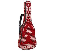 Guitar Gig Bag Guitar Backpack with Adjustable Shoulder Strap Guitar Case for Under 42 Inch Bass Classical Folk Guitar Red Knitting Christmas