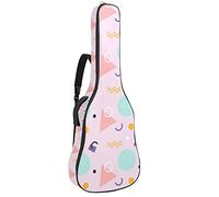 Guitar Gig Bag Guitar Backpack with Adjustable Shoulder Strap Guitar Case for Under 42 Inch Bass Classical Folk Guitar Light Pink Memphis Pattern
