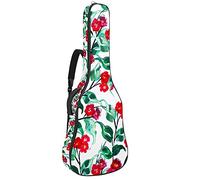 Guitar Gig Bag Guitar Backpack with Adjustable Shoulder Strap Guitar Case for Under 42 Inch Bass Classical Folk Guitar Little Red Flowers Green Leaves