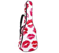 Guitar Gig Bag Guitar Backpack with Adjustable Shoulder Strap Guitar Case for Under 42 Inch Bass Classical Folk Guitar Red Lip Kiss Pattern