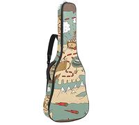 Guitar Gig Bag Guitar Backpack with Adjustable Shoulder Strap Guitar Case for Under 42 Inch Bass Classical Folk Guitar Island Treasure Pirate Map