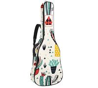 Guitar Gig Bag Guitar Backpack with Adjustable Shoulder Strap Guitar Case for Under 42 Inch Bass Classical Folk Guitar Painting Cactus Potted Plants