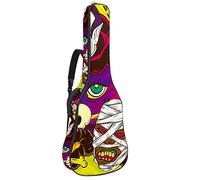 Guitar Gig Bag Waterproof Zipper Soft Guitar Backpack, Bass Acoustic & Classical Folk Electric Guitar Bag Horror Monsters