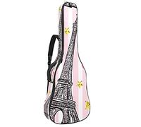 Guitar Gig Bag Waterproof Zipper Soft Guitar Backpack for Bass Acoustic & Classical Folk Electric Guitar Case Paris Pink Eiffel Tower