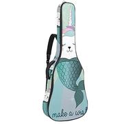 Guitar Gig Bag Waterproof Zipper Soft Guitar Backpack for Bass Acoustic & Classical Folk Electric Guitar Case Mermaid Unicorn Cat