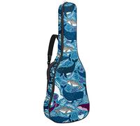 Guitar Gig Bag Waterproof Zipper Soft Guitar Backpack for Bass Acoustic & Classical Folk Electric Guitar Case Purple Blue Shark Ocean