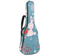 Guitar Gig Bag Waterproof Zipper Soft Guitar Backpack for Bass Acoustic & Classical Folk Electric Guitar Case Couple Rabbits Love