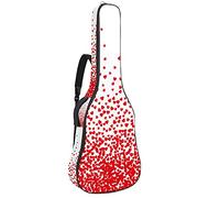 Guitar Gig Bag Waterproof Zipper Soft Guitar Backpack for Bass Acoustic & Classical Folk Electric Guitar Case Red Love Heart Pattern