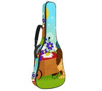 Guitar Gig Bag Waterproof Zipper Soft Guitar Backpack for Bass Acoustic & Classical Folk Electric Guitar Case Cute Hedgehog Mushroom Floral