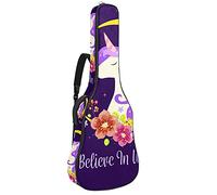 Guitar Gig Bag Waterproof Zipper Soft Guitar Backpack for Bass Acoustic & Classical Folk Electric Guitar Case Magic Unicorn With Moon Flower