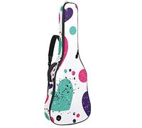 Guitar Gig Bag Waterproof Zipper Soft Guitar Backpack for Bass Acoustic & Classical Folk Electric Guitar Case Love Hearts Lock Dots