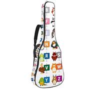 Guitar Gig Bag Waterproof Zipper Soft Guitar Backpack for Bass Acoustic & Classical Folk Electric Guitar Case English Alphabet Different Animals