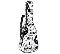 Guitar Gig Bag Waterproof Zipper Soft Guitar Backpack for Bass Acoustic & Classical Folk Electric Guitar Case Black White Hipster Cats Pattern