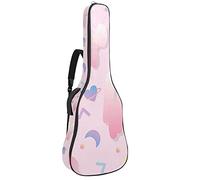 Guitar Gig Bag Waterproof Zipper Soft Guitar Backpack for Bass Acoustic & Classical Folk Electric Guitar Case Girly Love Graffiti Planet Pink
