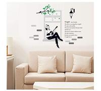 Guitar Girl Wall Sticker Creative Sticker Removable Bedroom Living Room Sofa Background Wall Decoration 60x90cm