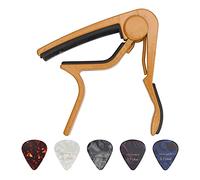 Guitar Guitar Picks Zinc Alloy Adjustable Pitch Tool for 6 String Electric Guitar Banjo Mandolin Ukulele with 5 Celluloid Picks Soft Pad Protective Accessories (Gold)