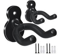 Guitar Hanger Wall Mount 2 Pack hook Metal Holder Black for Acoustic Electric Bass Guitars Ukulele and More Instruments